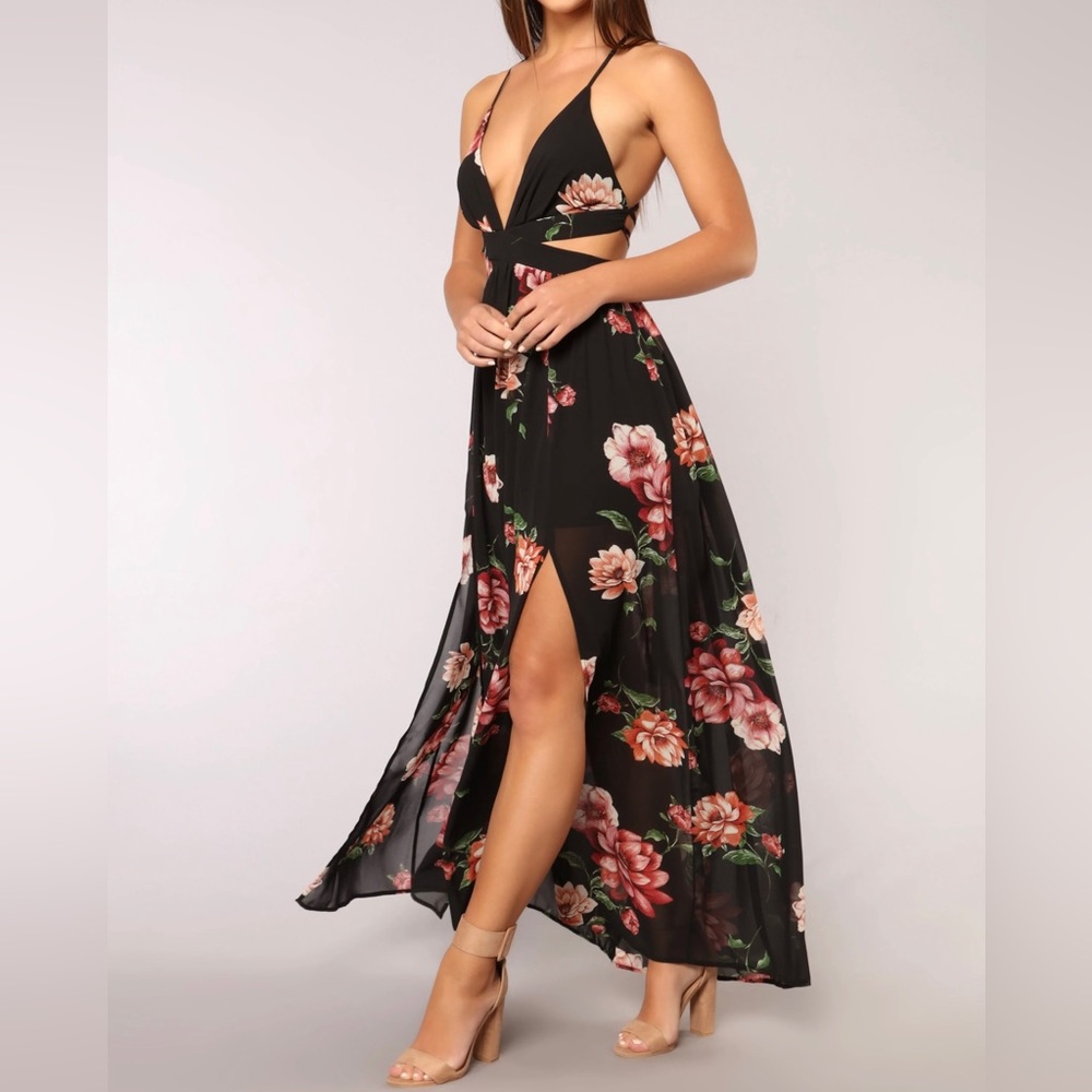 Fashion Nova | Lanai Maxi Dress | Black Floral | Small